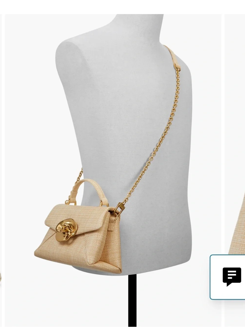 Ted Baker Cream Woven Top-Handle Satchel with Gold Floral Clasp